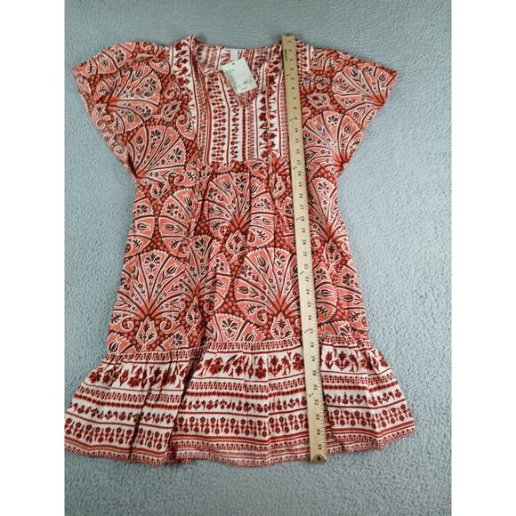 Knox Rose Shirt Women XS Orange Cottagecore Boho Pattern Flowy Tunic Pockets NWT - Picture 4 of 9